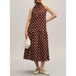 Maeve Brown Polka Dot Midi Dress
